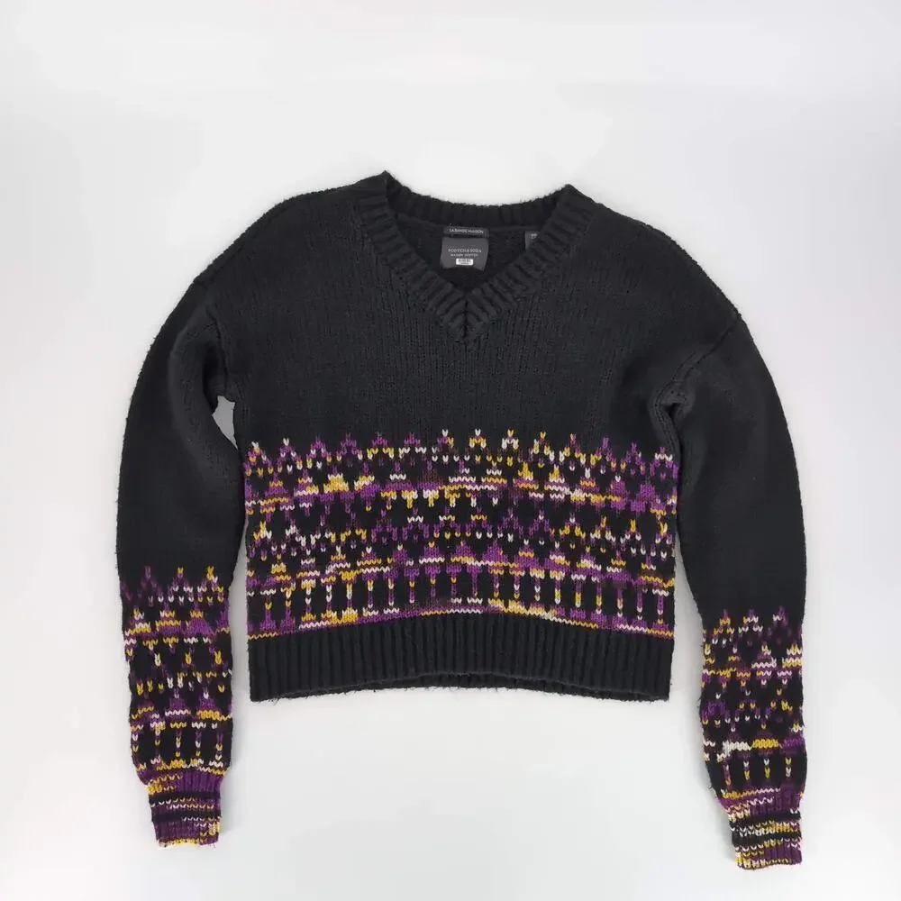 Scotch & Soda La Bande Maison Black Purple Fair Isle Wool Blend Sweater - Size S - Picture 11 of 14
